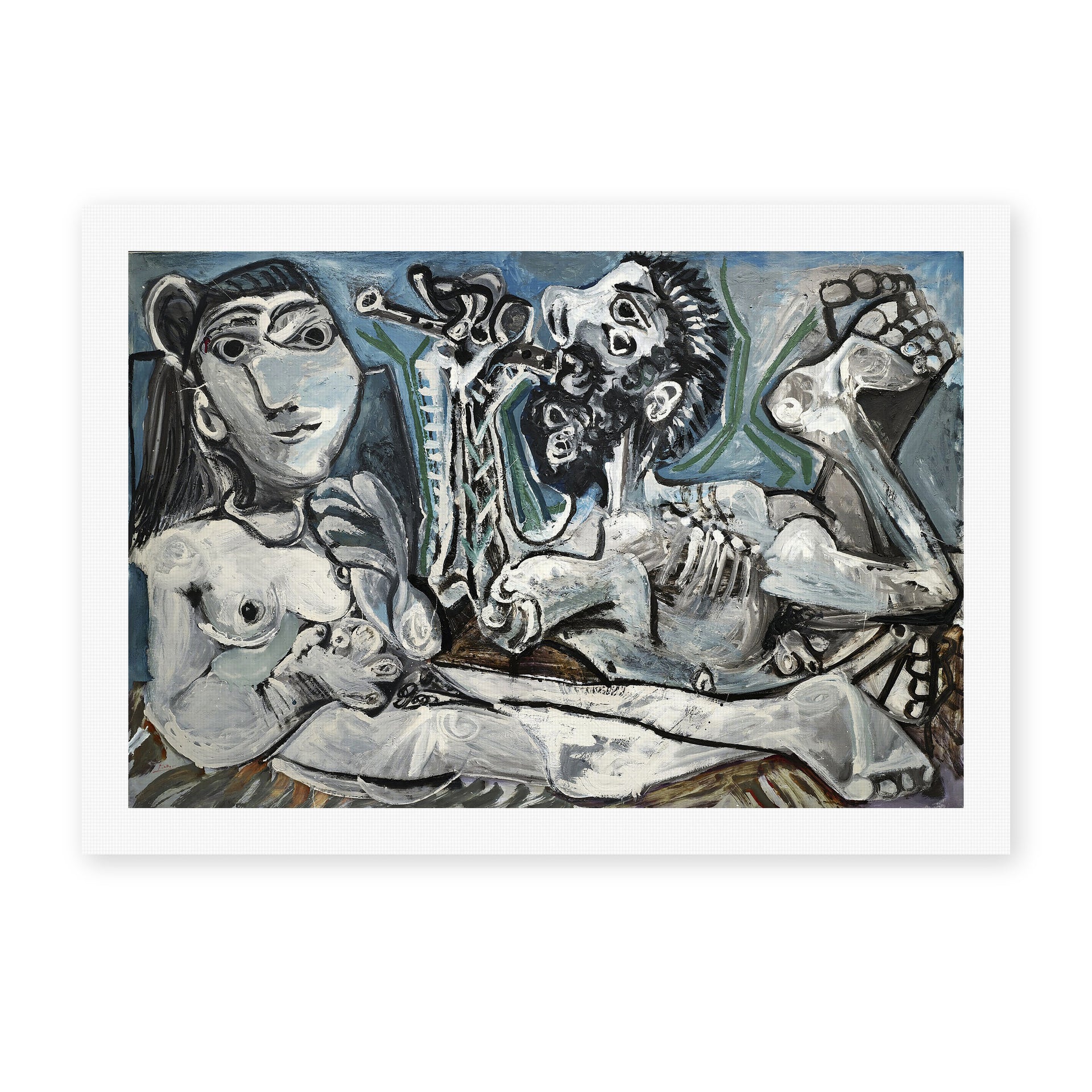 Pablo Picasso's 'Nude Lovers' painting reproduced as a rolled canvas print