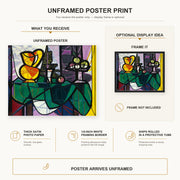 Pablo Picasso - Pitcher and a Bowl of Fruit poster print size comparison and framing display infographic