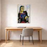 Gallery-wrapped canvas print of Pablo Picasso's 'Portrait of Dora Maar' displayed on a wall in a home office