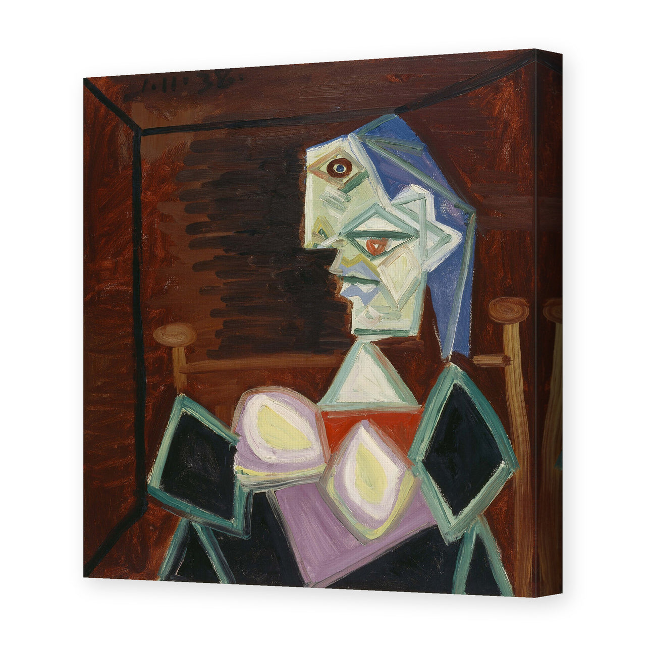 Pablo Picasso's 'Profile of a Woman With Blue Hair' painting reproduced as a gallery-wrapped canvas print