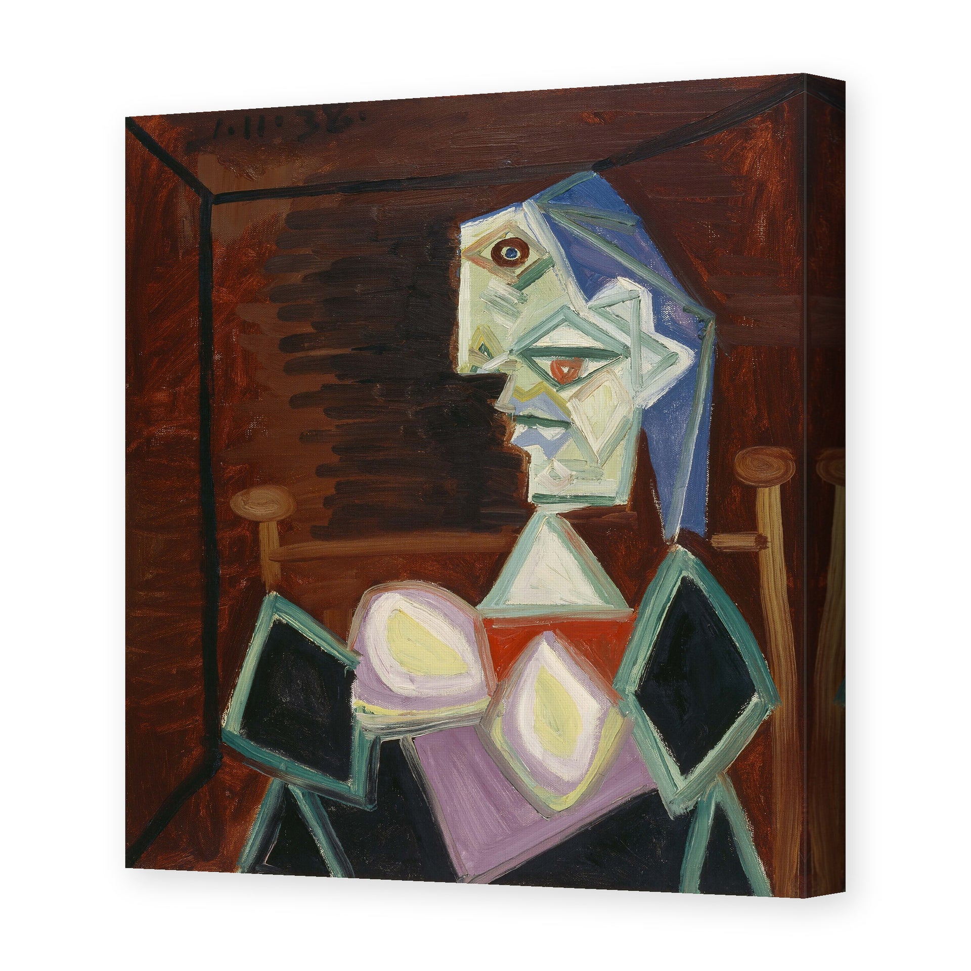 Pablo Picasso's 'Profile of a Woman With Blue Hair' painting reproduced as a gallery-wrapped canvas print
