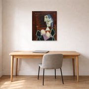 Gallery-wrapped canvas print of Pablo Picasso's 'Profile of a Woman With Blue Hair' displayed on a wall in a home office