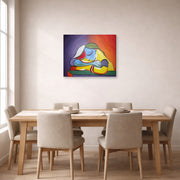 Gallery-wrapped canvas print of Pablo Picasso's 'Sleeping Girl' displayed on a wall in a dining room