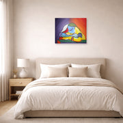 Unframed poster print of Pablo Picasso's 'Sleeping Girl' displayed on a wall in a bedroom