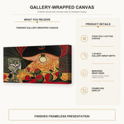 Pablo Picasso - Still Life Under the Lamp gallery wrap canvas construction and hanging details infographic