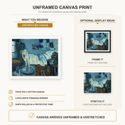 Pablo Picasso - The Bath Tab canvas print size comparison and framing display infographic