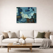 Gallery-wrapped canvas print of Pablo Picasso's 'The Blue Room' displayed on a wall in a living room