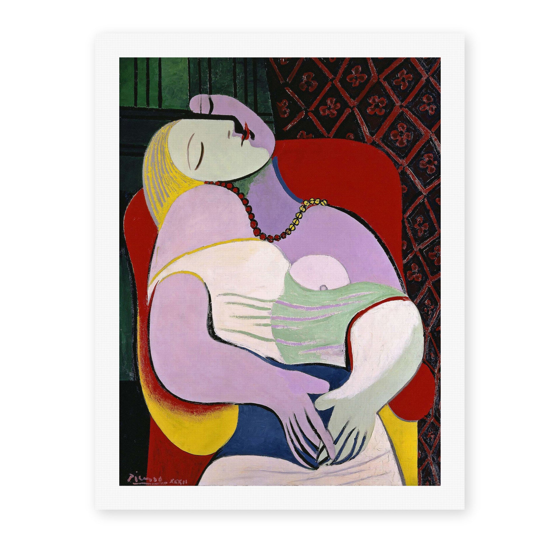 Pablo Picasso's 'The Dream' painting reproduced as a rolled canvas print