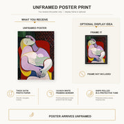 Pablo Picasso - The Dream poster print size comparison and framing display infographic