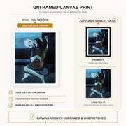 Pablo Picasso - The Old Guitarist canvas print size comparison and framing display infographic