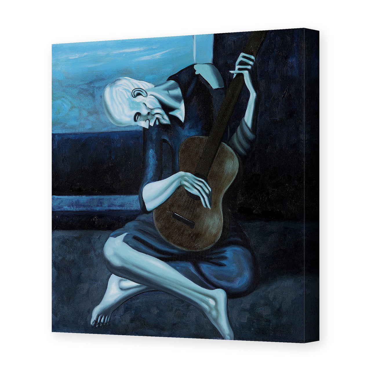 Pablo Picasso's 'The Old Guitarist' painting reproduced as a gallery-wrapped canvas print