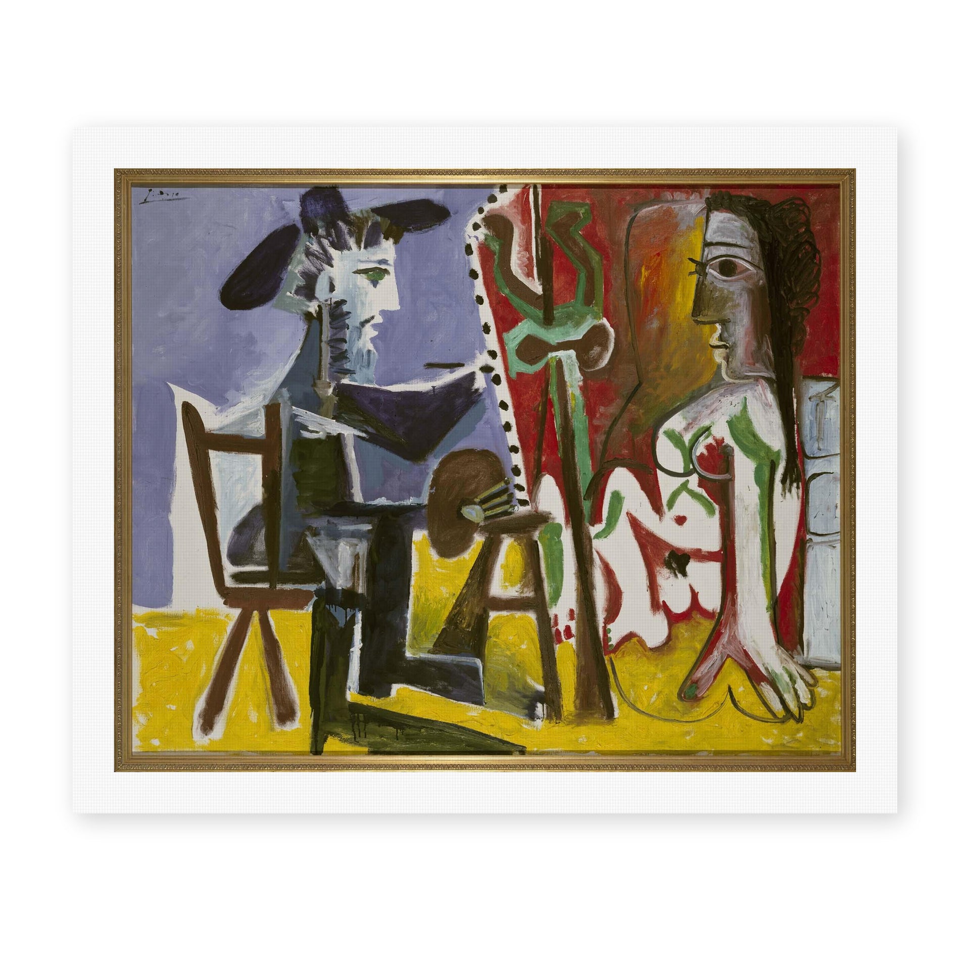 Pablo Picasso's 'The Painter and The Model' painting reproduced as a rolled canvas print