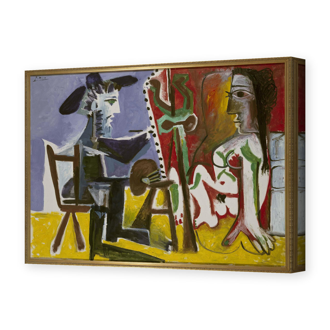 Pablo Picasso's 'The Painter and The Model' painting reproduced as a gallery-wrapped canvas print