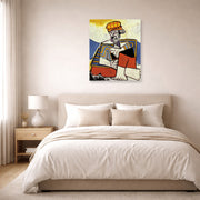 Unframed poster print of Pablo Picasso's 'The Smoker' displayed on a wall in a bedroom