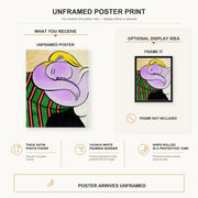 Pablo Picasso - Woman with Yellow Hair poster print size comparison and framing display infographic