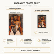 Pablo Picasso - Woman with a Fan poster print size comparison and framing display infographic