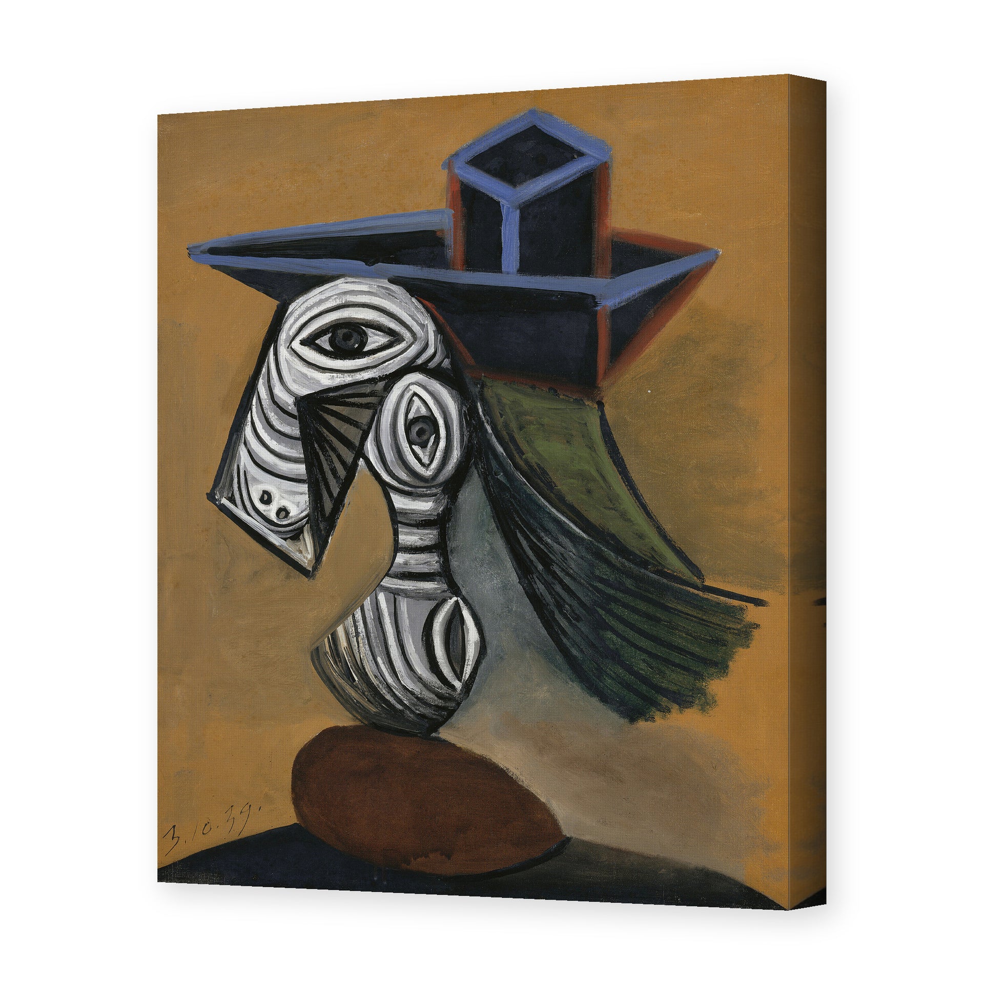Pablo Picasso's 'Woman in a Blue Hat' painting reproduced as a gallery-wrapped canvas print