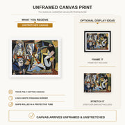 Pablo Picasso - Women of Algiers canvas print size comparison and framing display infographic