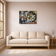 Gallery-wrapped canvas print of Pablo Picasso's 'Women of Algiers' displayed on a wall in a living room