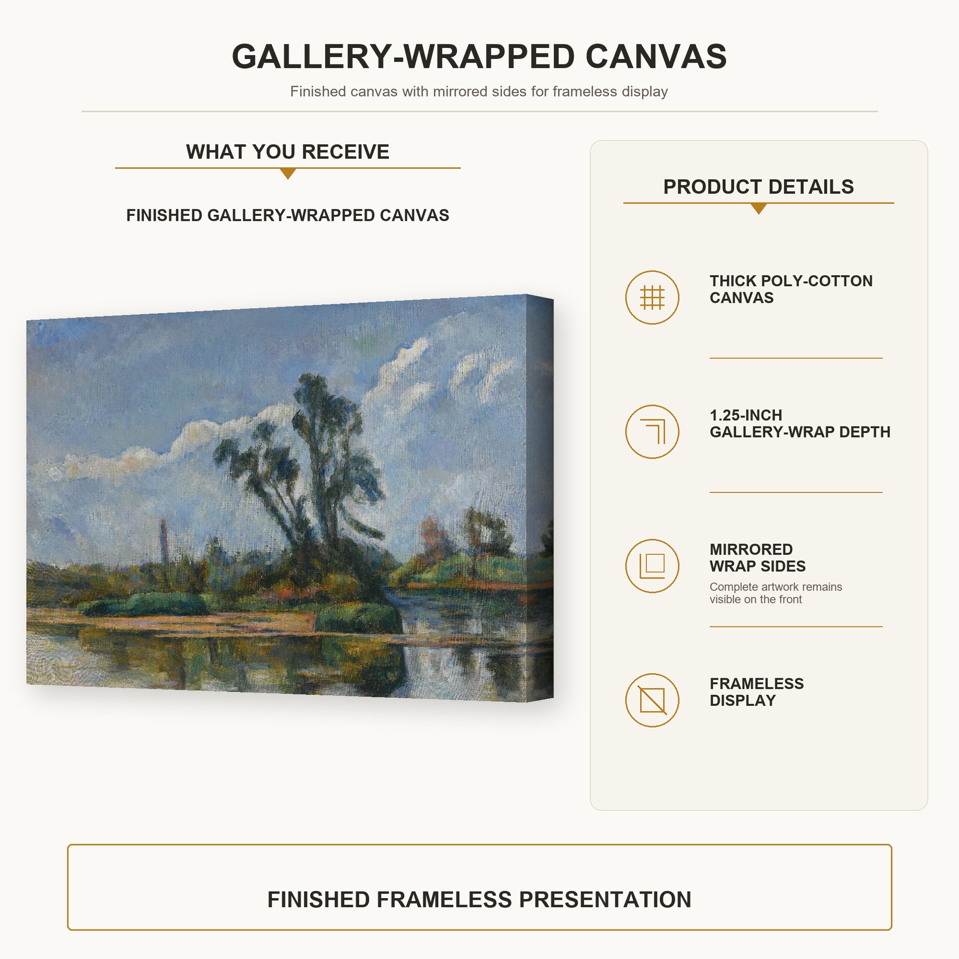 Paul Cezanne - La Riviere - gallery wrap product details infographic