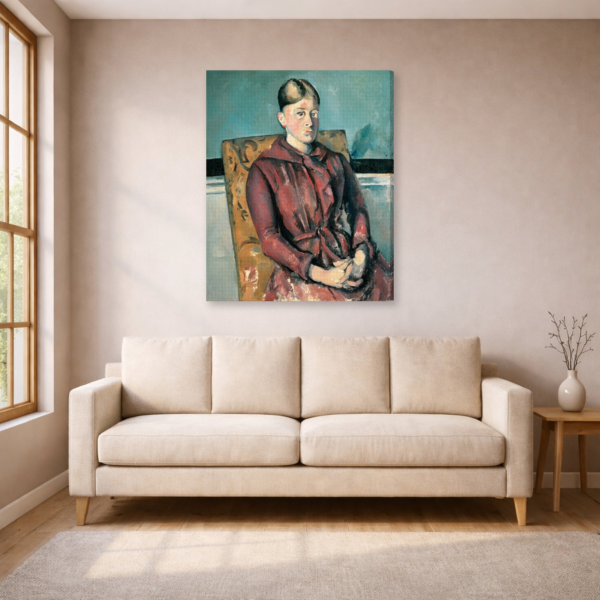 Paul Cezanne - Madame Cezanne in a Yellow Armchair - gallery wrap lifestyle living room 1