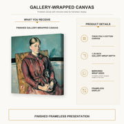 Paul Cezanne - Madame Cezanne in a Yellow Armchair - gallery wrap product details infographic