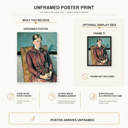 Paul Cezanne - Madame Cezanne in a Yellow Armchair - poster print combined product and display infographic