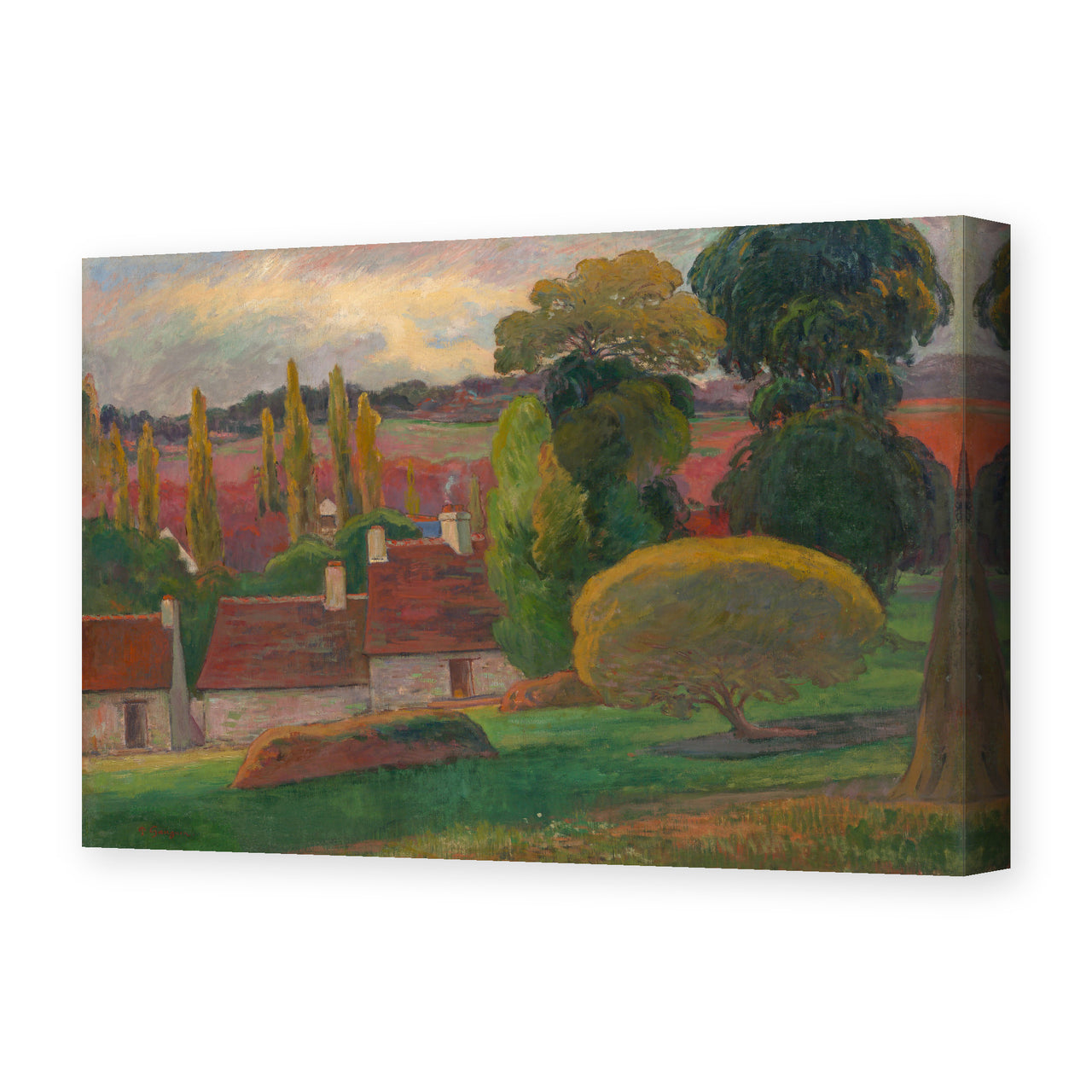 Paul Gauguin's 'A Farm in Brittany' painting reproduced as a gallery-wrapped canvas print