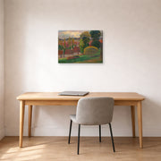 Gallery-wrapped canvas print of Paul Gauguin's A Farm in Brittany displayed on a wall in an office