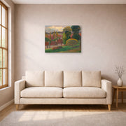 Unframed poster print of Paul Gauguin's A Farm in Brittany displayed on a wall in a living room