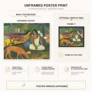 Paul Gauguin - Arearea poster print size comparison and framing display infographic