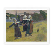 Paul Gauguin's 'Breton Girls Dancing' painting reproduced as a rolled canvas print
