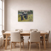 Gallery-wrapped canvas print of Paul Gauguin's Breton Girls Dancing displayed on a wall in a dining room