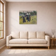 Gallery-wrapped canvas print of Paul Gauguin's Breton Girls Dancing displayed on a wall in a living room