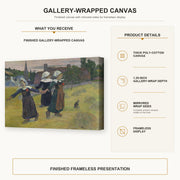 Paul Gauguin - Breton Girls Dancing gallery wrap canvas construction and hanging details infographic