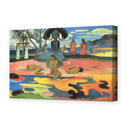 Paul Gauguin's 'Day of the God (Mahana no Atua)' painting reproduced as a gallery-wrapped canvas print