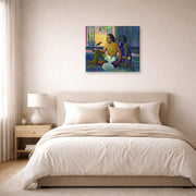 Gallery-wrapped canvas print of Paul Gauguin's Eiaha Ohipa displayed on a wall in a bedroom