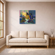 Unframed poster print of Paul Gauguin's Eiaha Ohipa displayed on a wall in a living room