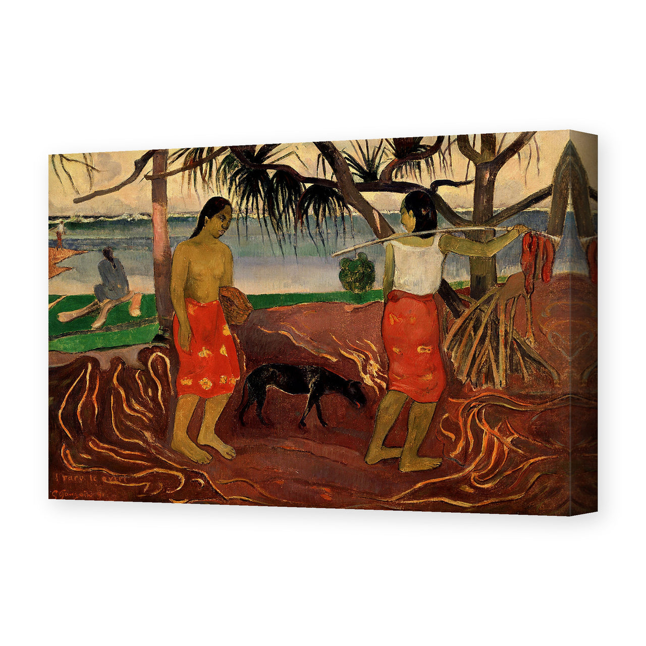 Paul Gauguin's 'I Raro te Oviri' painting reproduced as a gallery-wrapped canvas print