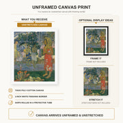 Paul Gauguin - Ia Orana Maria (Hail Mary) canvas print size comparison and framing display infographic