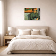 Gallery-wrapped canvas print of Paul Gauguin's Madame Roulin displayed on a wall in a bedroom