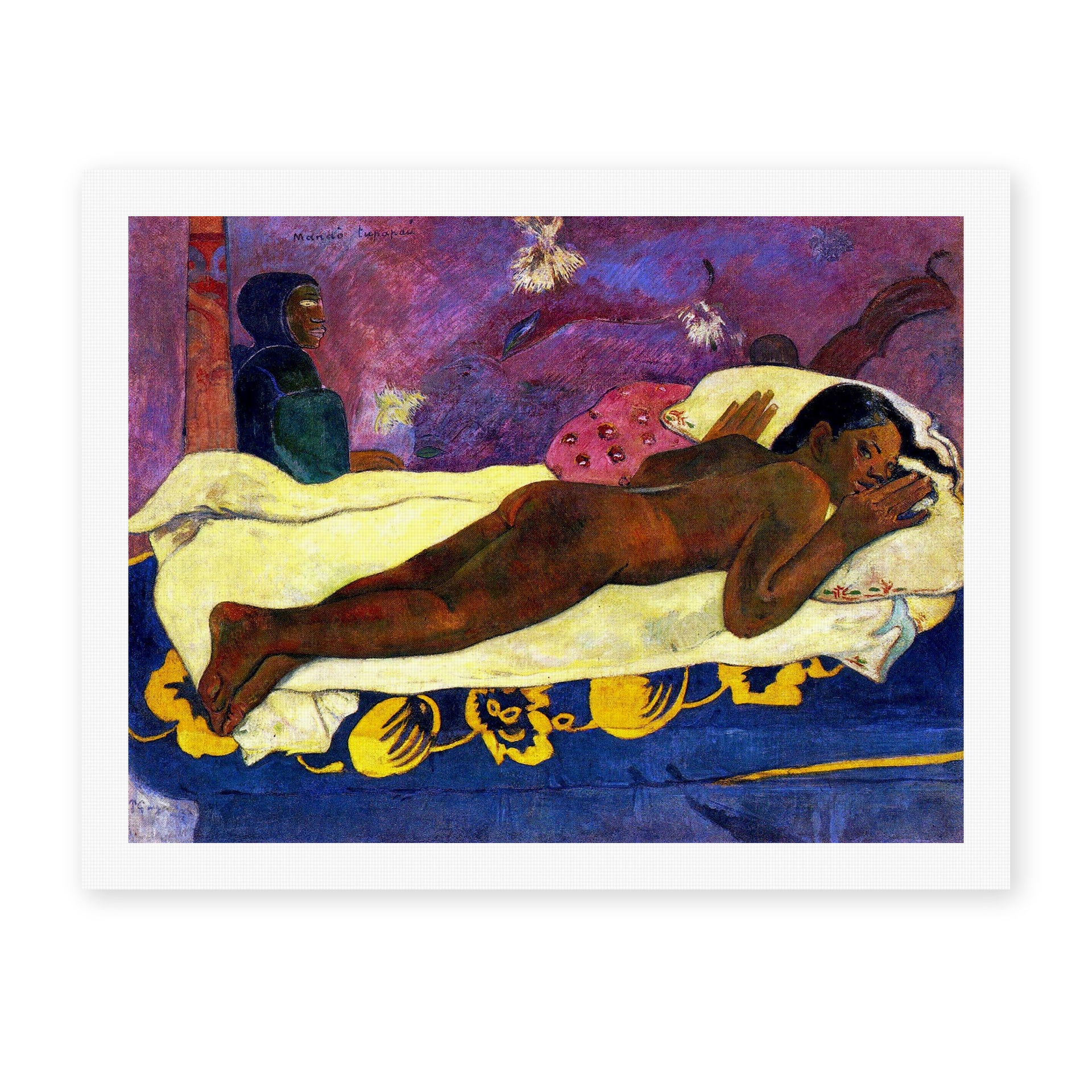 Paul Gauguin's 'Manau Tupupau (The Spirit of the Dead Watches)' painting reproduced as a rolled canvas print