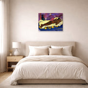 Gallery-wrapped canvas print of Paul Gauguin's Manau Tupupau (The Spirit of the Dead Watches) displayed on a wall in a bedroom
