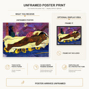Paul Gauguin - Manau Tupupau (The Spirit of the Dead Watches) poster print size comparison and framing display infographic