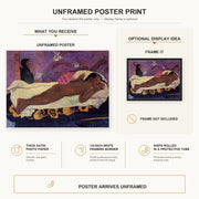 Paul Gauguin - Spirit of the Dead Watching poster print size comparison and framing display infographic
