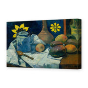 Paul Gauguin's 'Still Life with Teapot and Fruit' painting reproduced as a gallery-wrapped canvas print