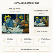 Paul Gauguin - Still Life with Teapot and Fruit poster print size comparison and framing display infographic