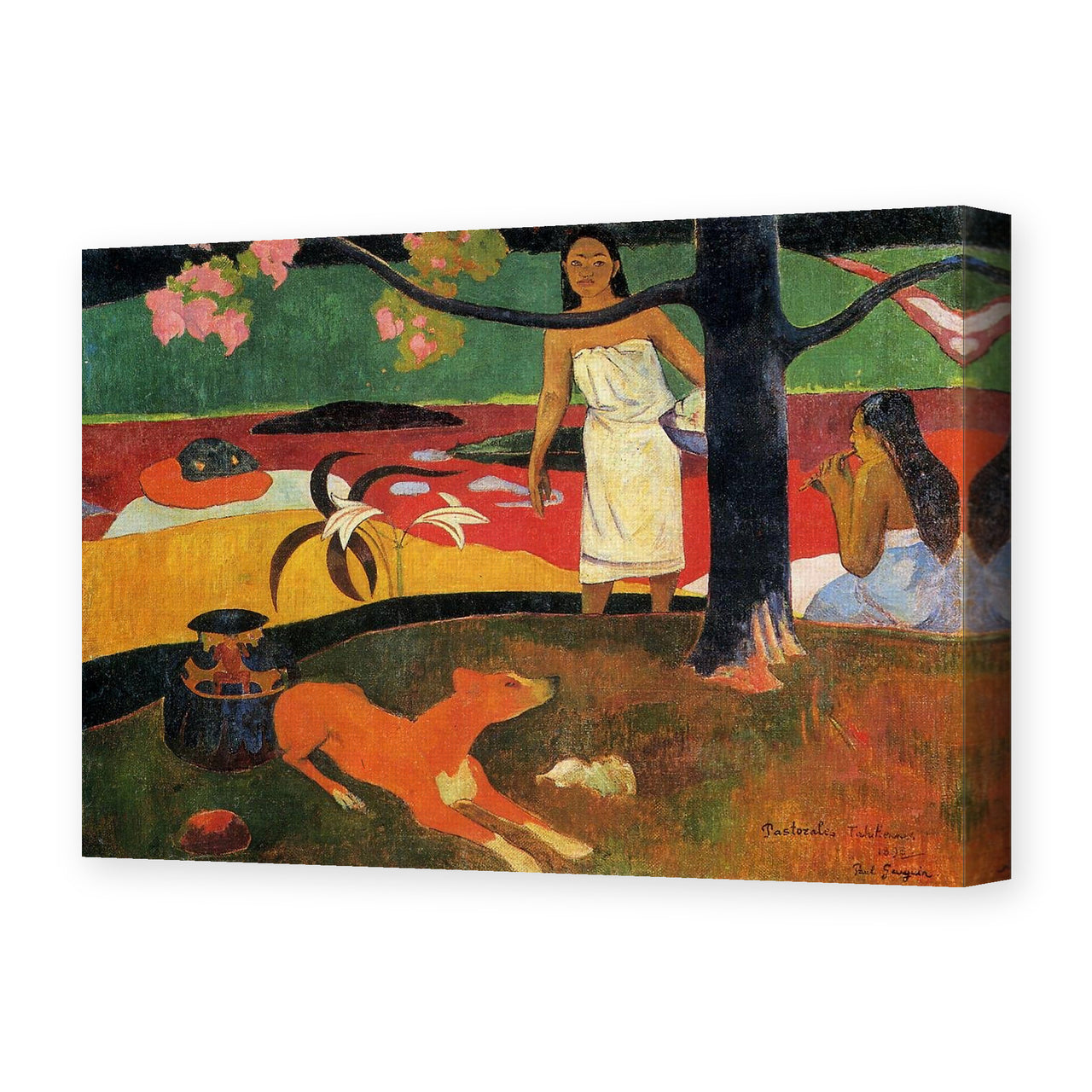 Paul Gauguin's 'Tahitian Pastoral' painting reproduced as a gallery-wrapped canvas print