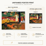 Paul Gauguin - Tahitian Pastoral poster print size comparison and framing display infographic