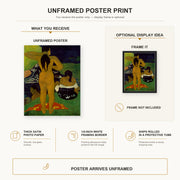 Paul Gauguin - Tahitian Women Bathing poster print size comparison and framing display infographic